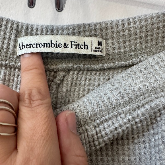 Abercrombie & Fitch Gray Waffle Knit Lounge Shorts with Buttons M - Picture 5 of 11